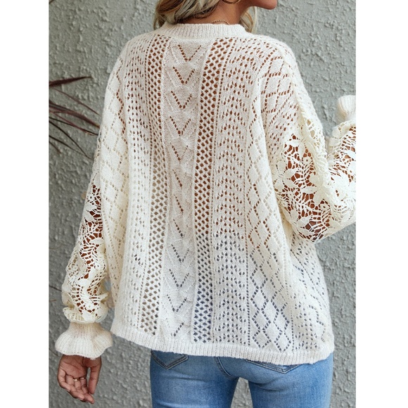 Sheer Hollow Out Knit Oversize Sweater - Picture 6 of 8